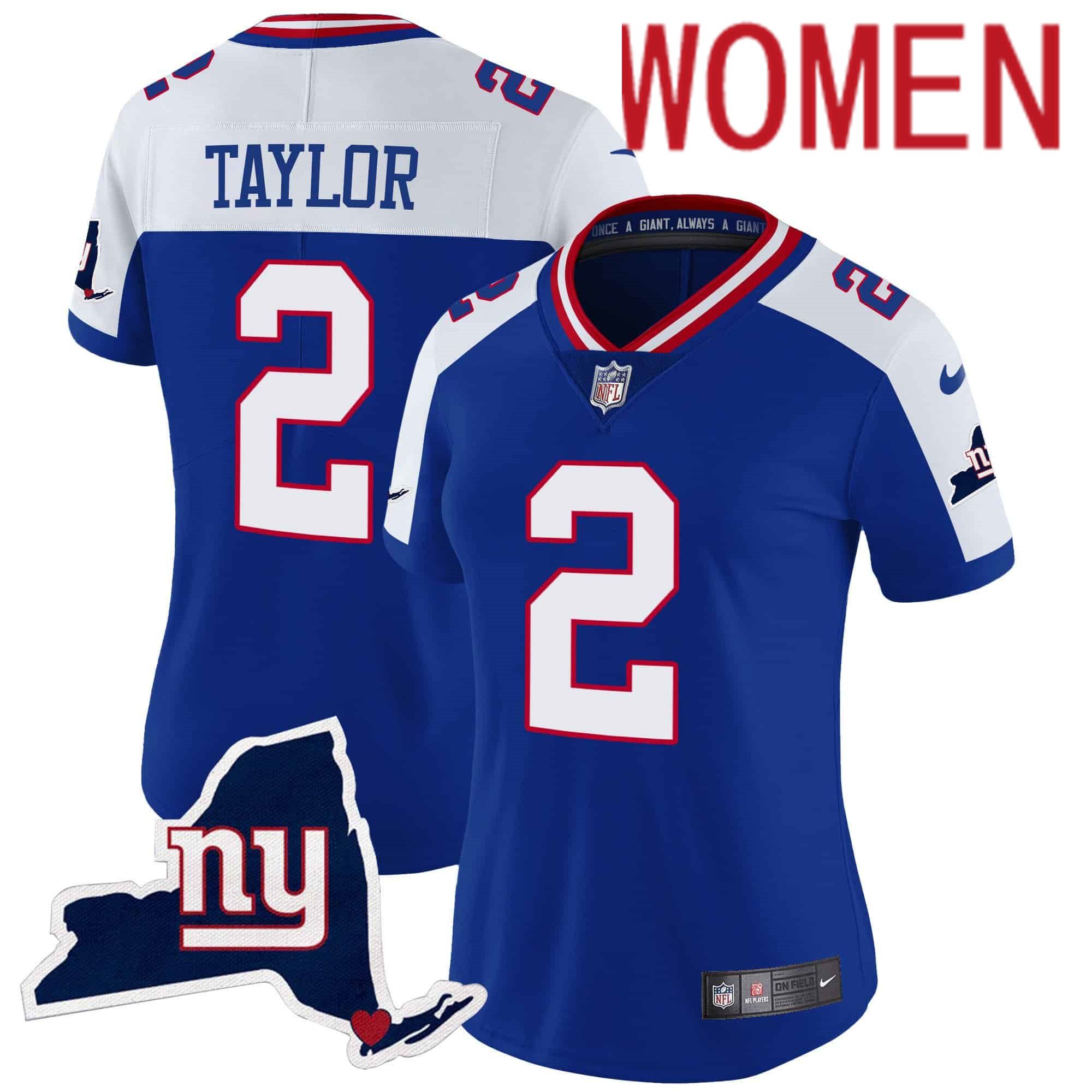 Women New York Giants #2 Taylor Blue 2024 Nike Map Patch Limited NFL Jersey